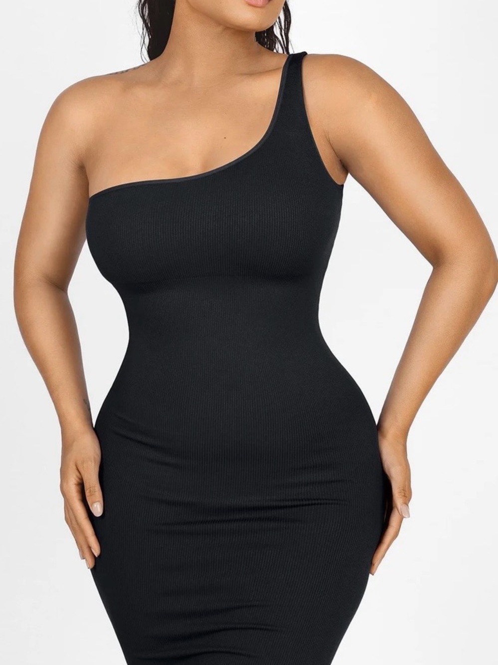 One-Shoulder Black Bodycon Dress